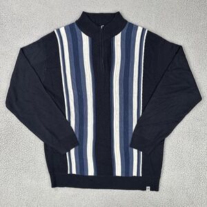 VTG Stacy Adams 3D Knit 1/4 Zip Sweater Men 2XL Textured Biggie Coogi Style 90s